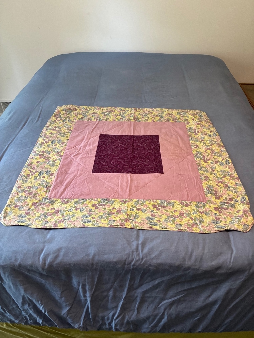Vintage Quilted card table cover 36"
